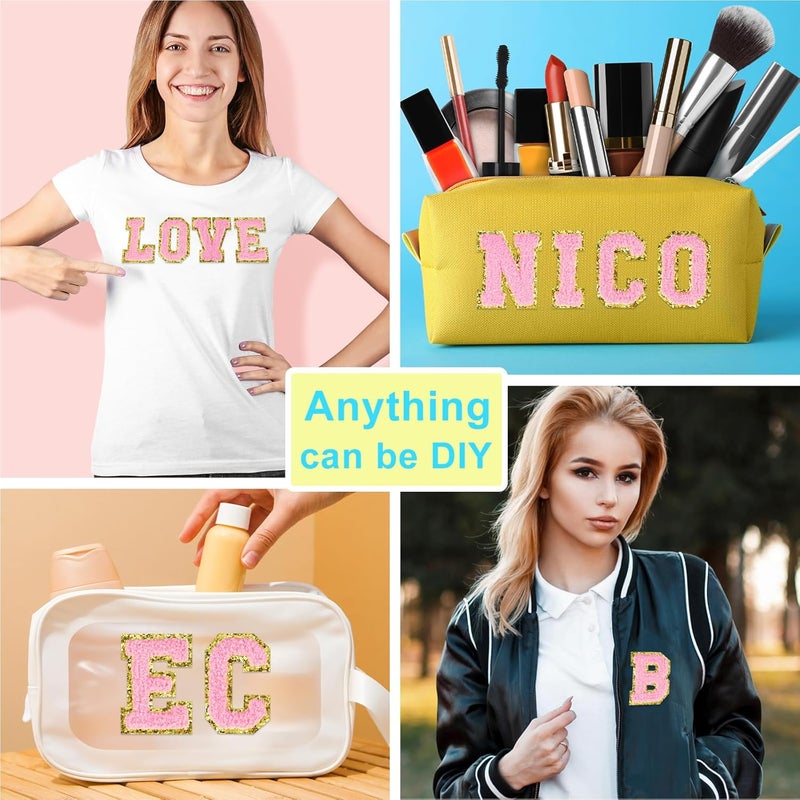 ASTARON 26 Pcs Self Adhesive Letter Patches Chenille Letters Stickers, A-Z Embroidered Applique Patches Alphabet Cloth Patch for Clothes, Bags, Hat, Phone Case, DIY Accessories (Light Pink) - Image 5